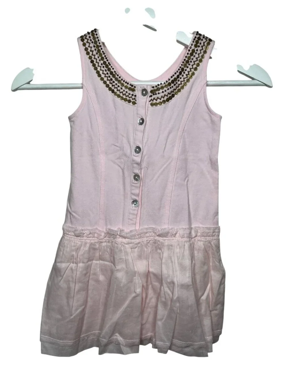 Lili Gaufrette Girls Size 4 Sleeveless Beaded Party Dress Pink Special Occasion